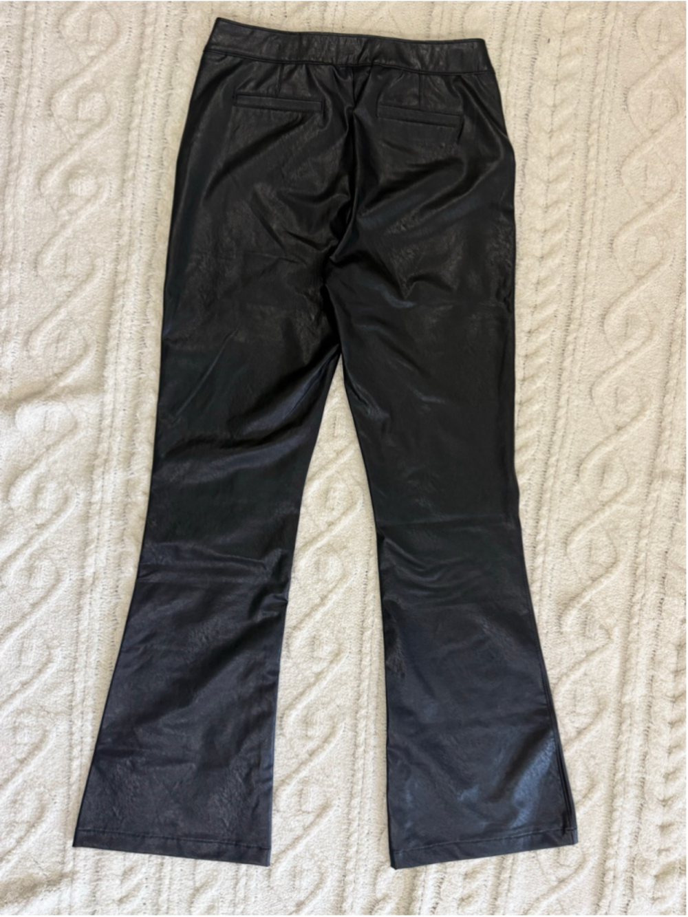 BUCKLE BLACK Black Faux Leather Pull-On Flare Pants Medium - Picture 8 of 11